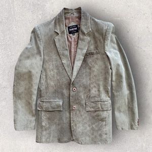 SPARETIME Vintage Genuine Beige Suede Leather Sports Men’s Blazer